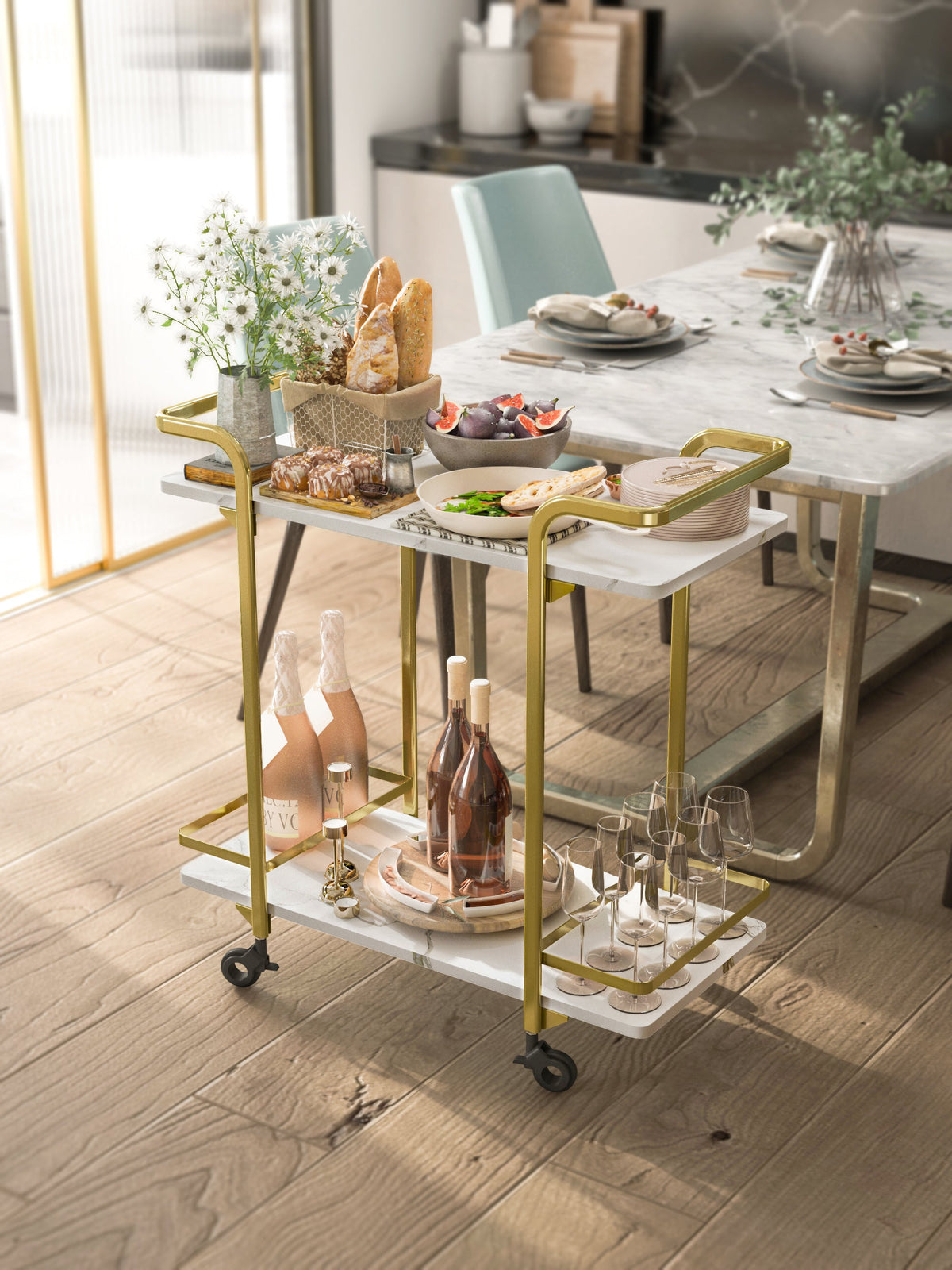 2-Tier Food Cart /w Screw Pack  795*380*840mm