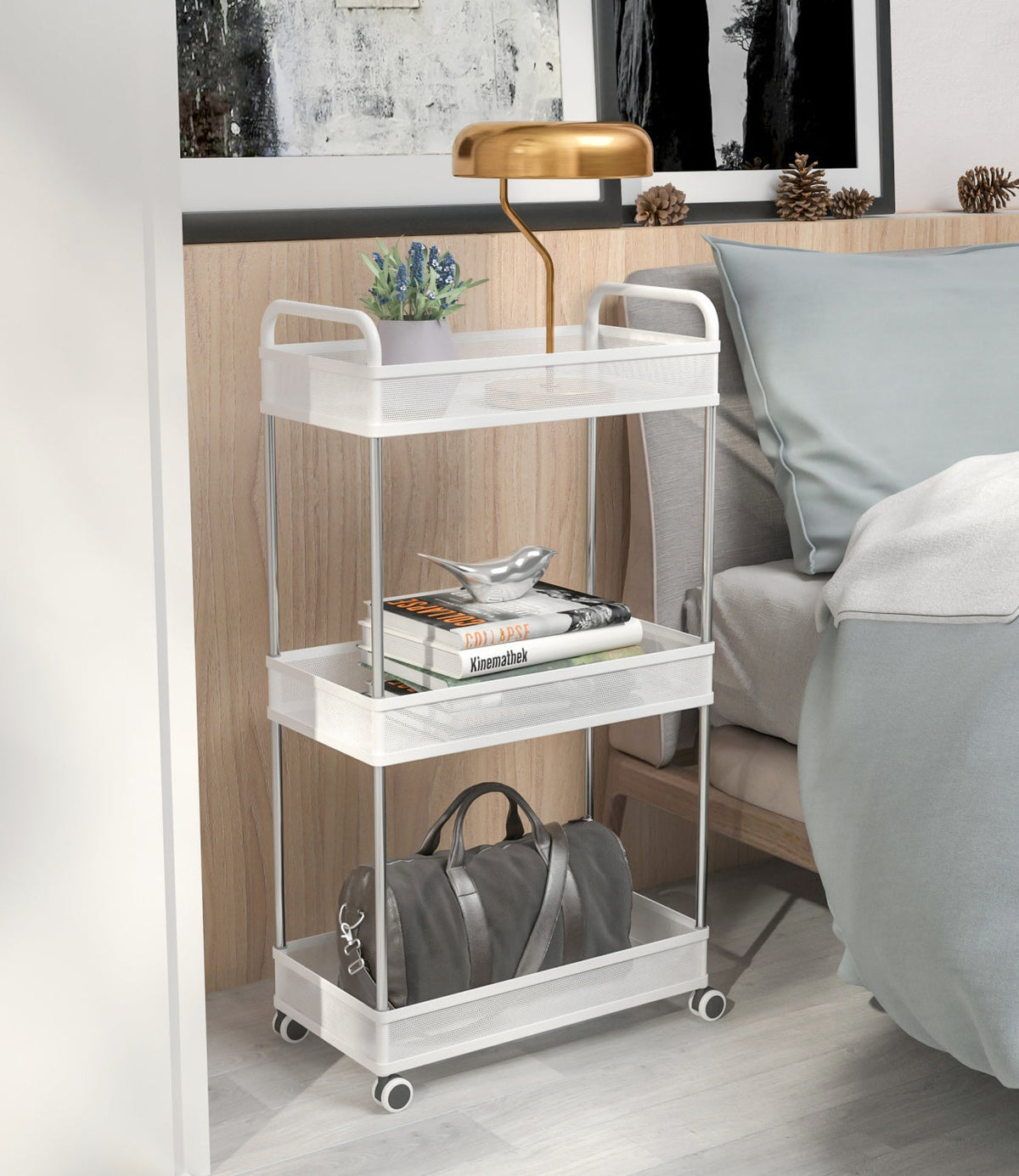 3-Tier Rolling Storage Cart 432*229*797mm