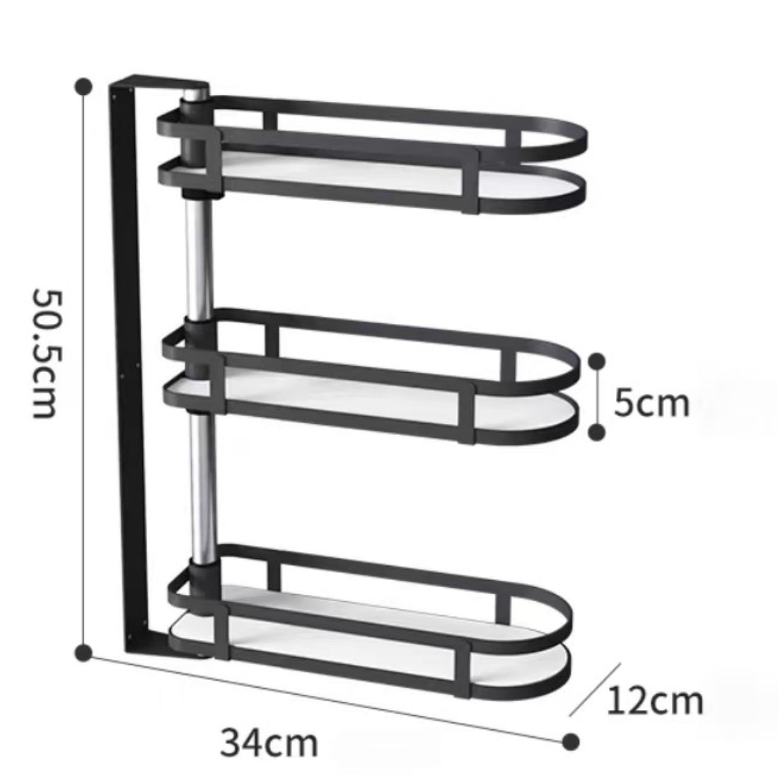 Kitchen Wall-Mounted Spice Rack-3 layers /w Nail-free Adhesive
