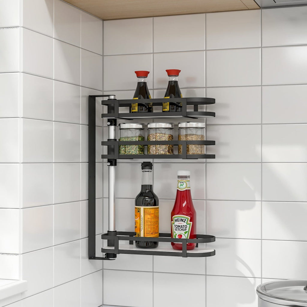 Kitchen Wall-Mounted Spice Rack-3 layers /w Nail-free Adhesive