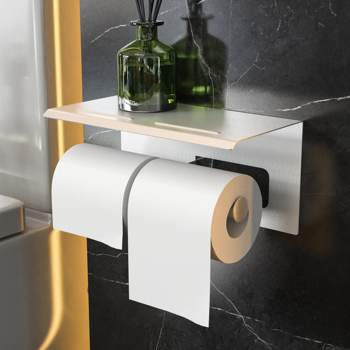 Double Toilet Paper Holder /w Nail-free Adhesive 225*110*110mm