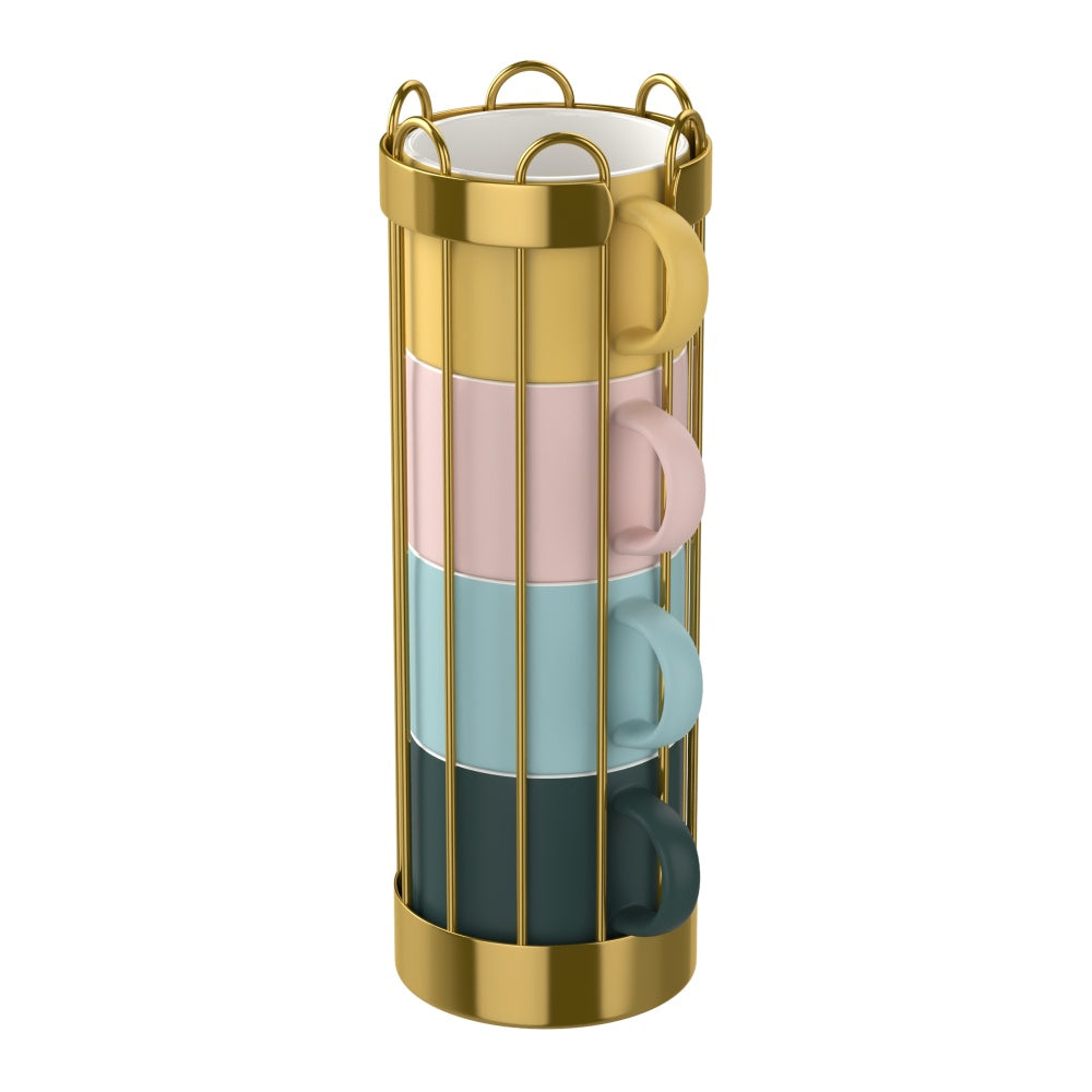 Stacking Mug & Stand Set /w Macaron Ceramic Cup