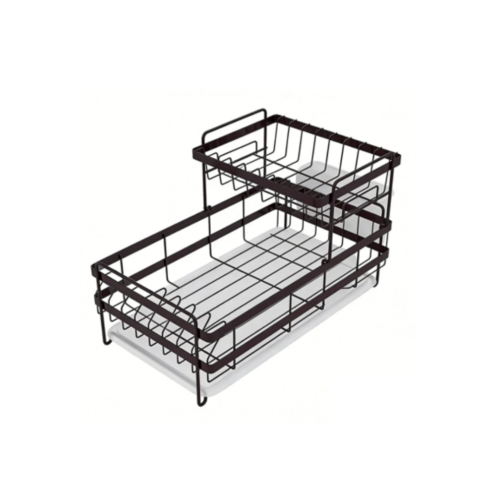 Double-Layer Dish Drying Rack /w PP tray & cutlery holder