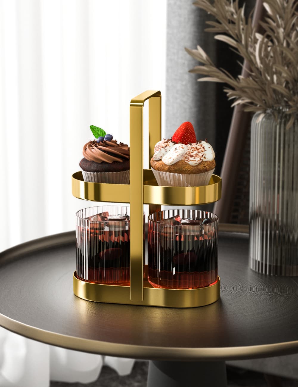 2-Tier Mug & Stand Set /w Macaron Ceramic Cup